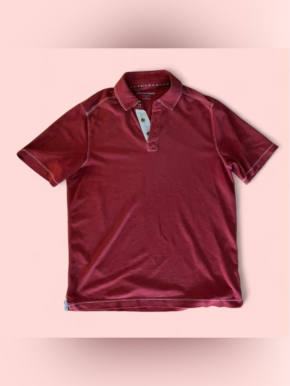 Johnston & Murphy Burgundy Short-Sleeve Polo